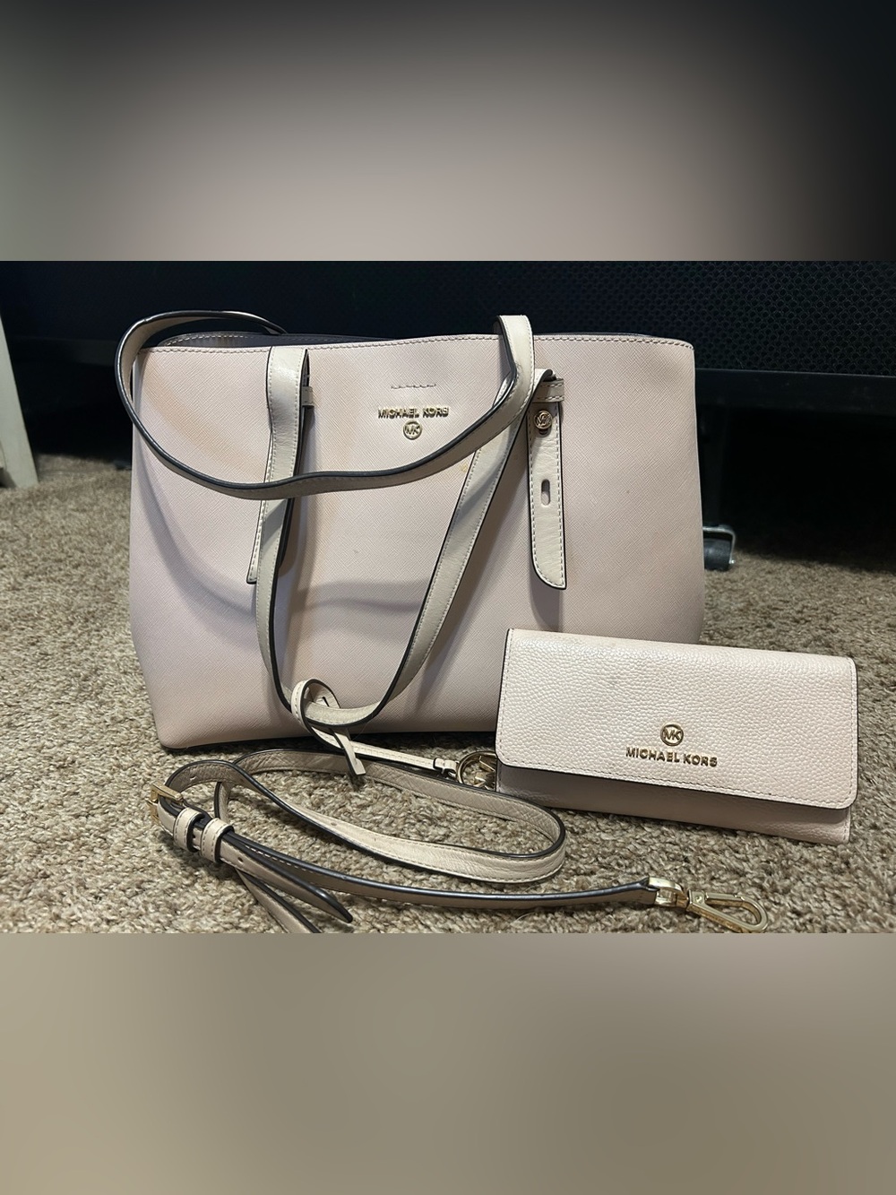 Michael Kors Blush Leather Tote with Matching Wallet